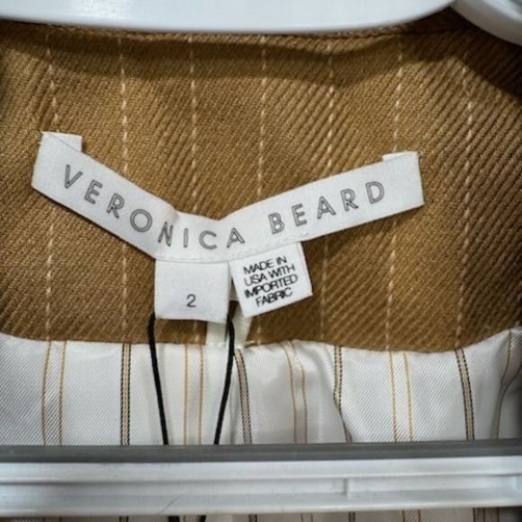 Veronica Beard Gaya Dickey Jacket 2 NEW $695 Camel Stripe‎ Blazer Linen Career - Picture 2 of 8